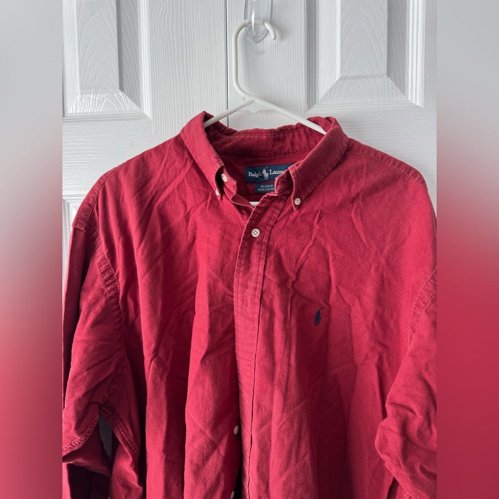 Polo Ralph Lauren Red Blake Button Down Dress Shirt Flannel XL Quiet Luxury